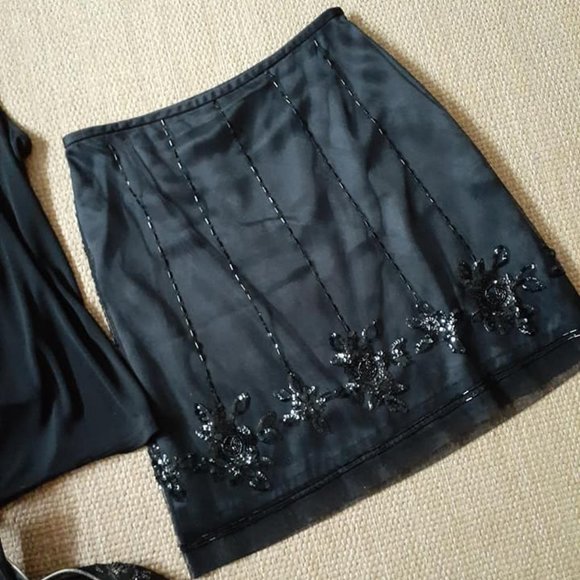 Ann Taylor Dresses & Skirts - *Ann Taylor Black Beaded Skirt